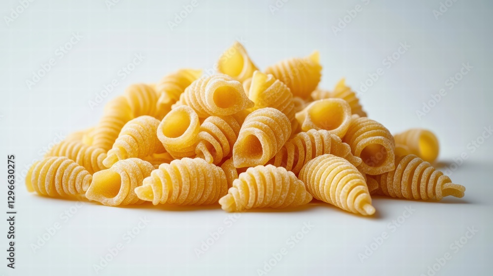 Abundant pile of pasta noodles artfully arranged on a surface highlighting their texture and form Abundant pile of pasta noodles artfully arranged on a surface highlighting their texture and form