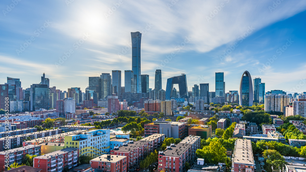Fototapeta premium From residential buildings to landmarks in China: The history of urban transformation in Beijing