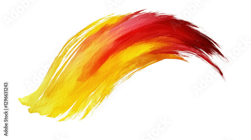 A radiant watercolor stroke blending warm yellow isolated on white background 