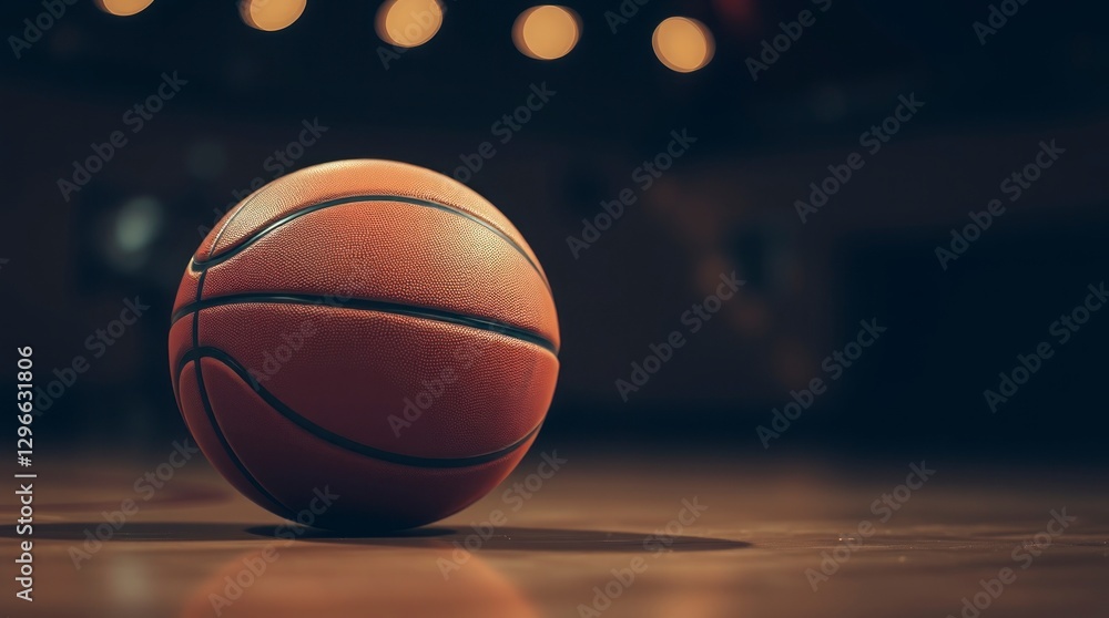Art photograph of a basketball on a floor Art photograph of a basketball on a floor