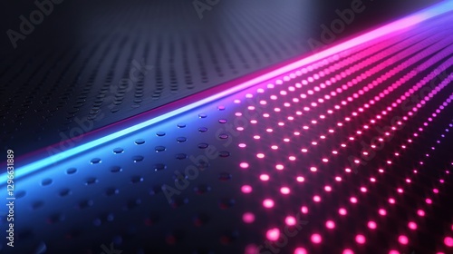 Neon Light Patterns with Water Droplets on Dark Background Surface