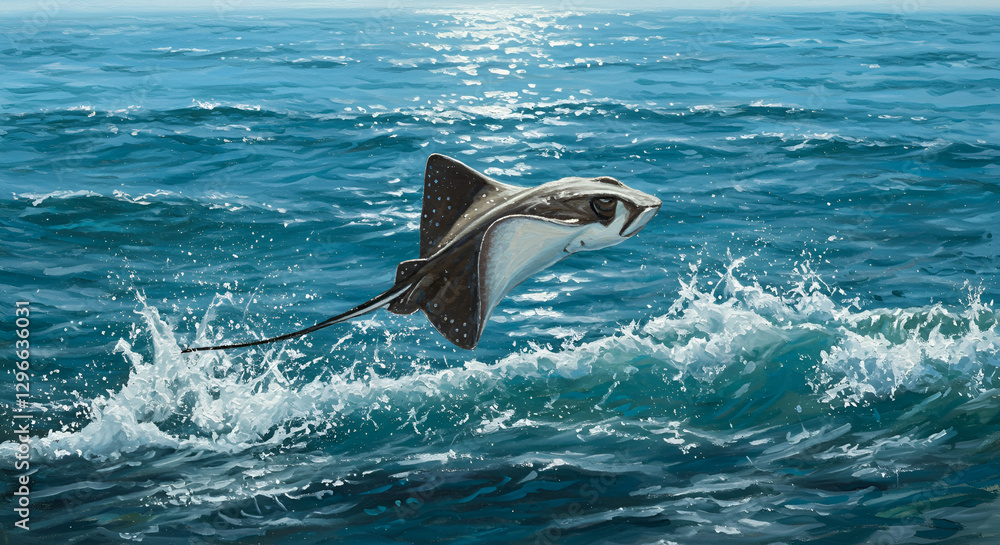 Obraz premium stingray flying from the water