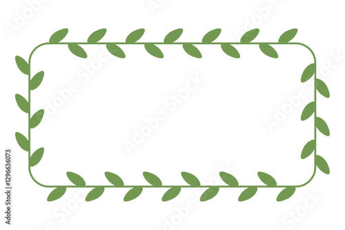 Simple minimalist rectangular liana frame with leaves, greenery, flat style, template, background, graphic element for decoration
