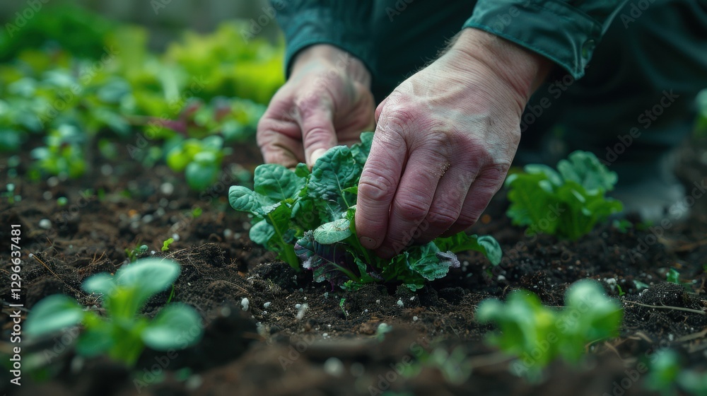 Close-Up of Hands Planting Fresh Green Seedlings in Lush Soil Close-Up of Hands Planting Fresh Green Seedlings in Lush Soil