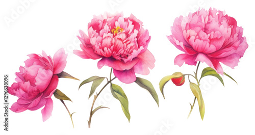 PNG Peony watercolor border blossom flower dahlia.