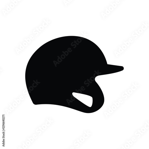 Baseball helmet side view silhouette design on a white background