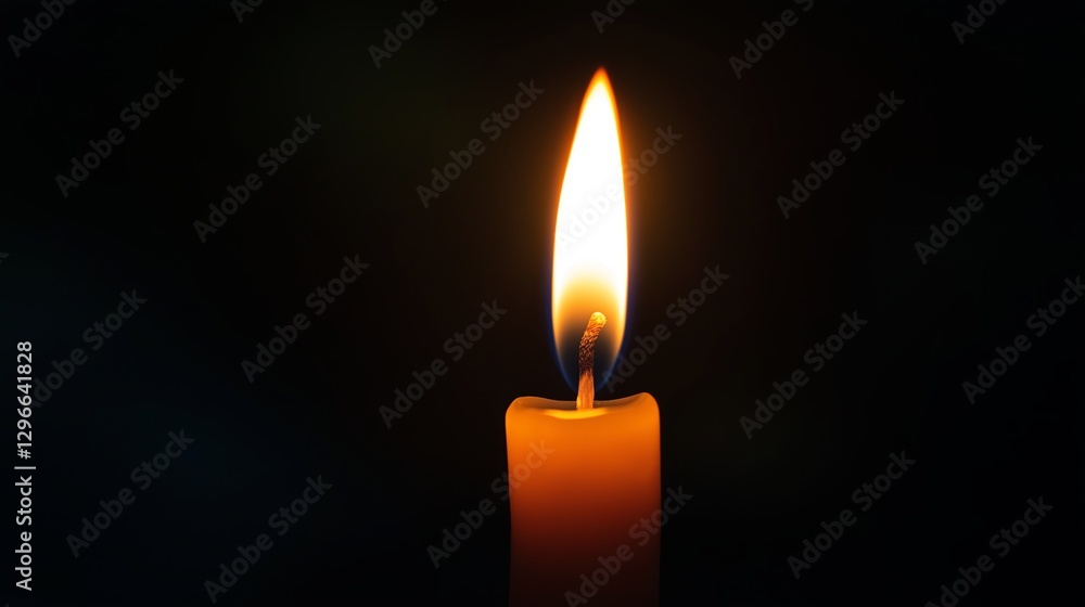 A tiny candle flame glowing against a jet-black void A tiny candle flame glowing against a jet-black void