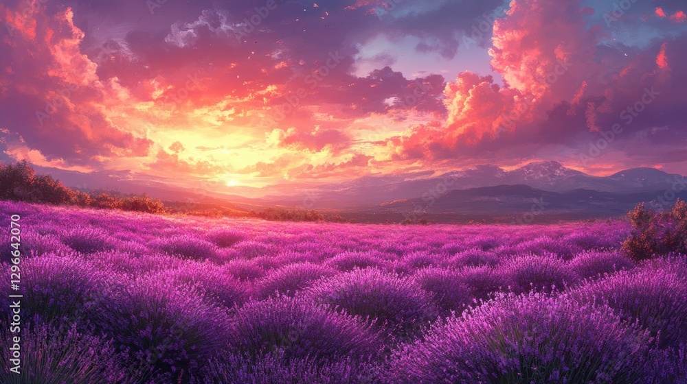 A field of lavender flowers swaying in the breeze, soft purple hues, warm natural lighting A field of lavender flowers swaying in the breeze, soft purple hues, warm natural lighting