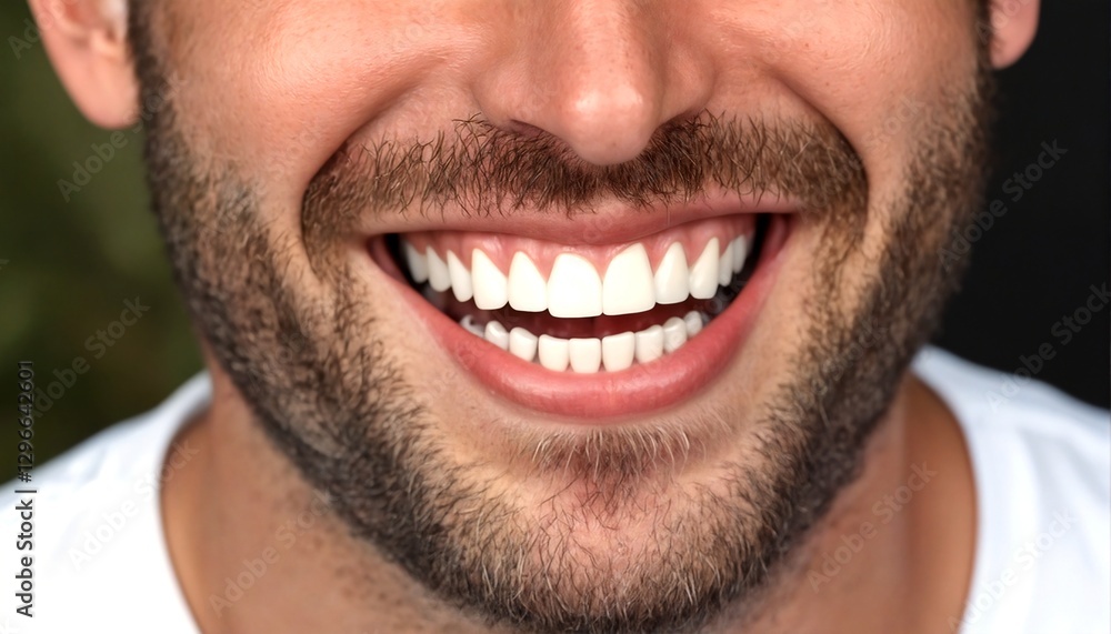 Fototapeta premium cropped closeup of a man's face with a big smile showing his white teeth.