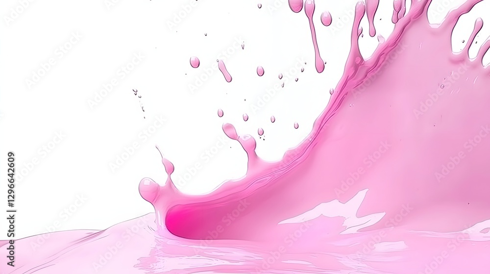Fototapeta premium Dynamic Pink Liquid Splash Creating Abstract Textures and Vibrant Motion Against White Background