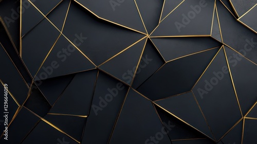 Wallpaper Mural Abstract geometric pattern, dark triangles, golden lines, modern background, for design inspiration Torontodigital.ca