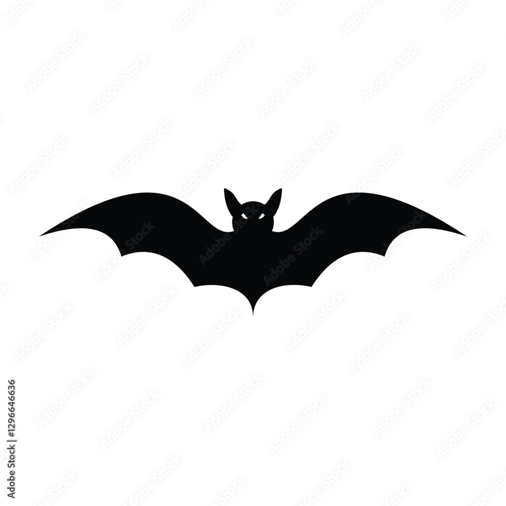 Simple illustration of bat silhouette isolated on a white background Simple illustration of bat silhouette isolated on a white background