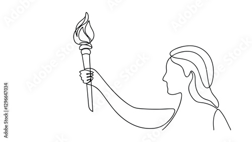 Woman Holding a Torch Symbol of Freedom, Strength, and Enlightenment