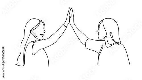 Two Women High Five Teamwork Collaboration Partnership Success Unity Friendship Support Celebrate Ac