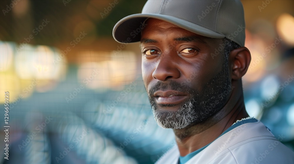 Portrait of an athlete in a baseball uniform, showcasing determination and focus. Portrait of an athlete in a baseball uniform, showcasing determination and focus.