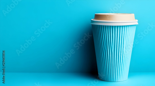 Wallpaper Mural Blue Paper Cup on Bright Blue Background Ideal for Beverage Concepts Torontodigital.ca