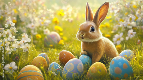 easter bunny and easter eggs