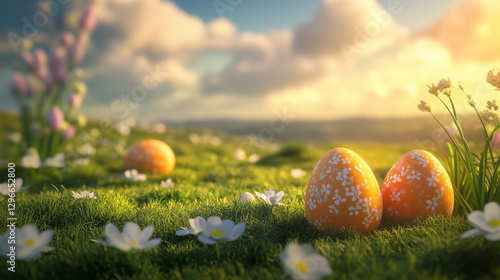 easter eggs in grass