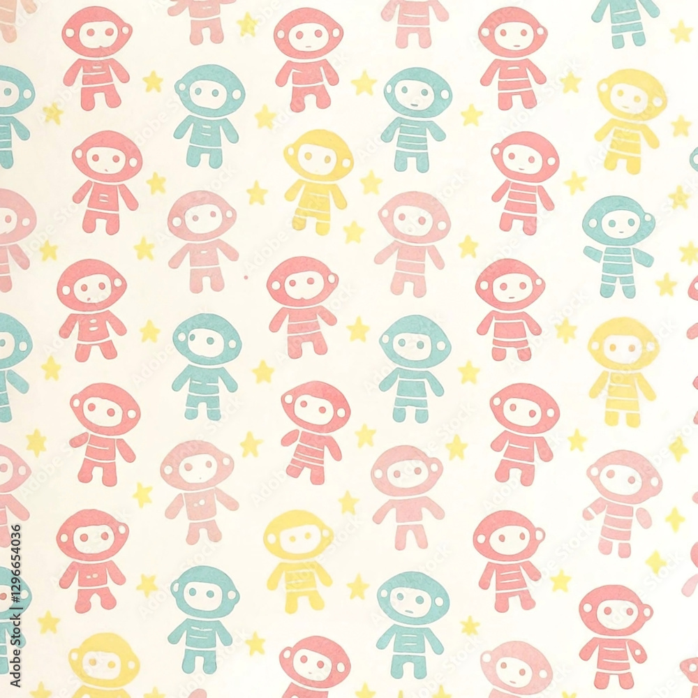 Pastel astronauts and stars repeating pattern.