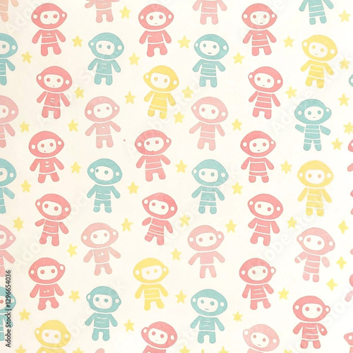 Pastel astronauts and stars repeating pattern.