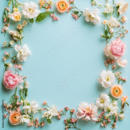 Pink background decorated with flowers for Mother's Day. Feminine flatley. Banner Romantic floral frame for Mother's Day. International Women's Day