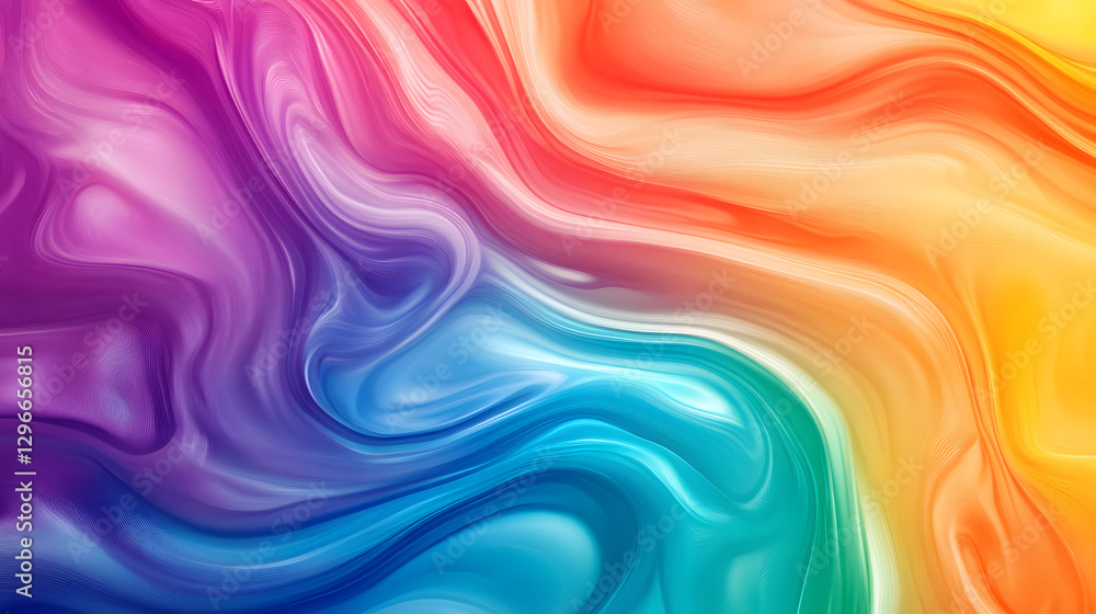 Obraz premium Rainbow colored marble background, colorful wavy lines on marbled stone