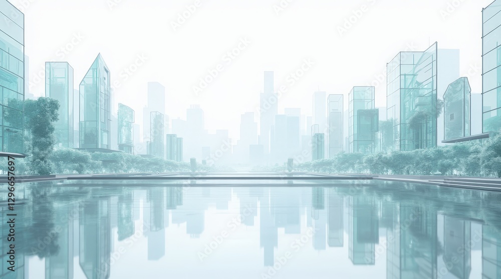 Fototapeta premium Futuristic Floating Glass City with Holographic Bridges and Skyscrapers