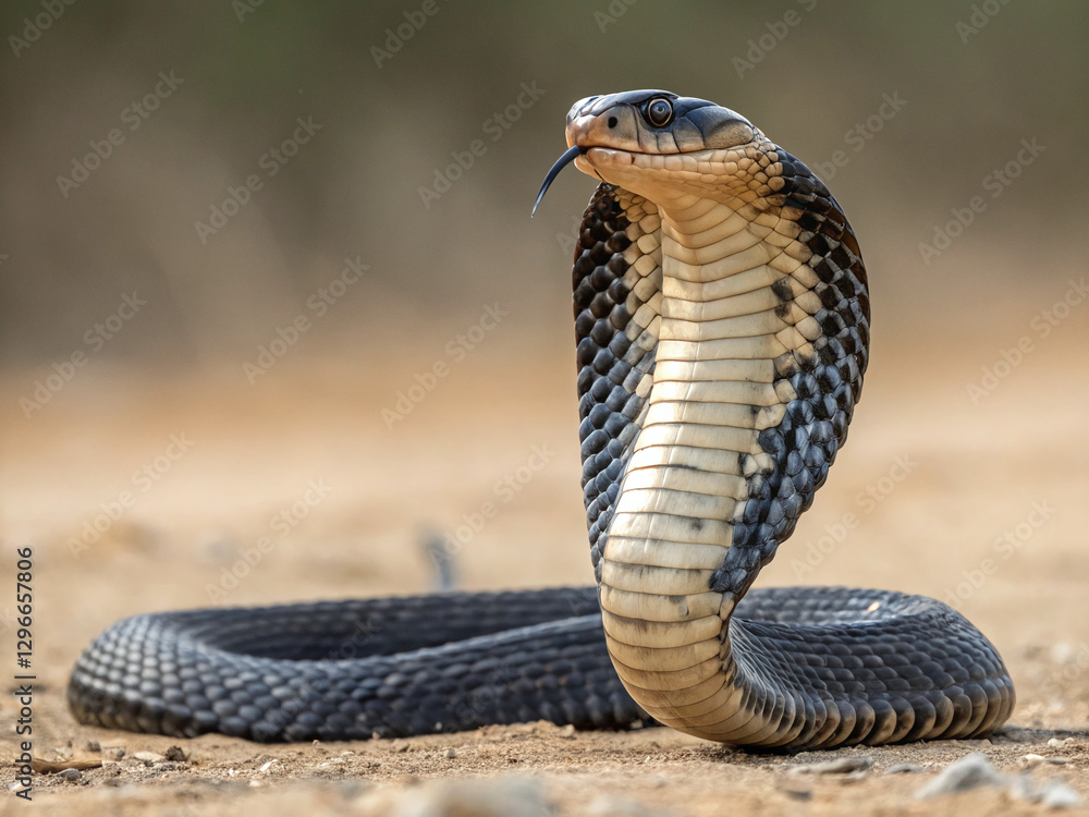 Fototapeta premium The cobra spreads its neck like a spoon