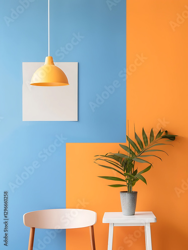 Stylish indoor design inspiration modern apartment interior photography bright colors eye-level view contemporary concept