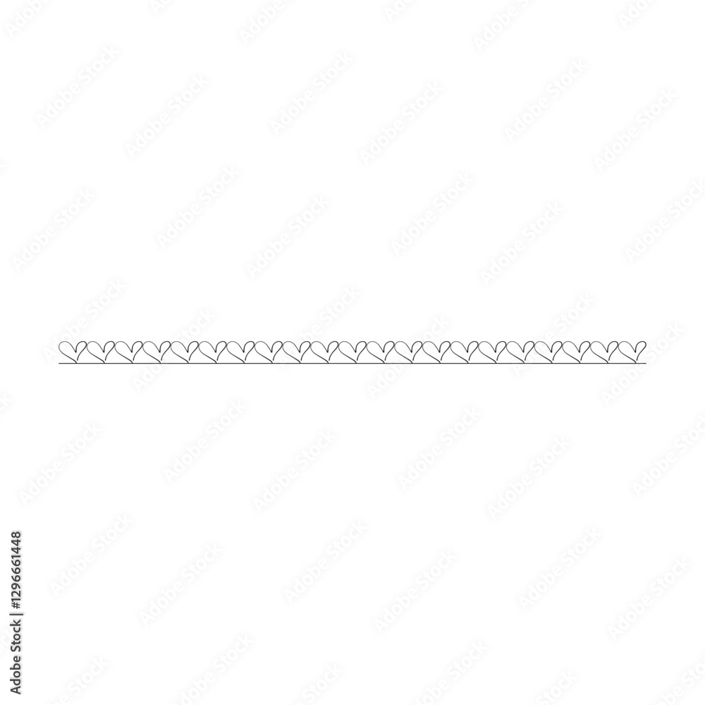 Fototapeta premium Heart border frame divider in horizontal line design vector illustration graphic for decoration pattern art