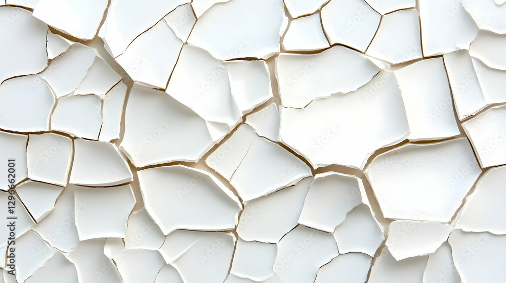 Cracked White Paint Surface with Texture and Detail in Close-Up Cracked White Paint Surface with Texture and Detail in Close-Up