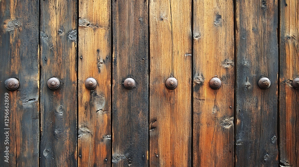 Aged wooden door planks with metal studs Aged wooden door planks with metal studs