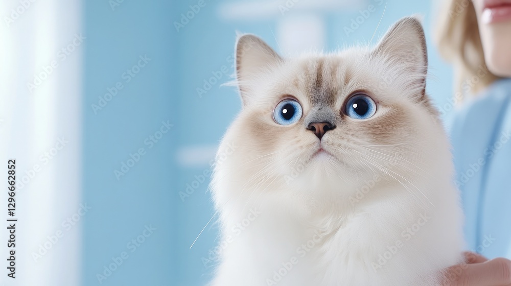 Fototapeta premium Beautiful Fluffy Cat With Stunning Blue Eyes.