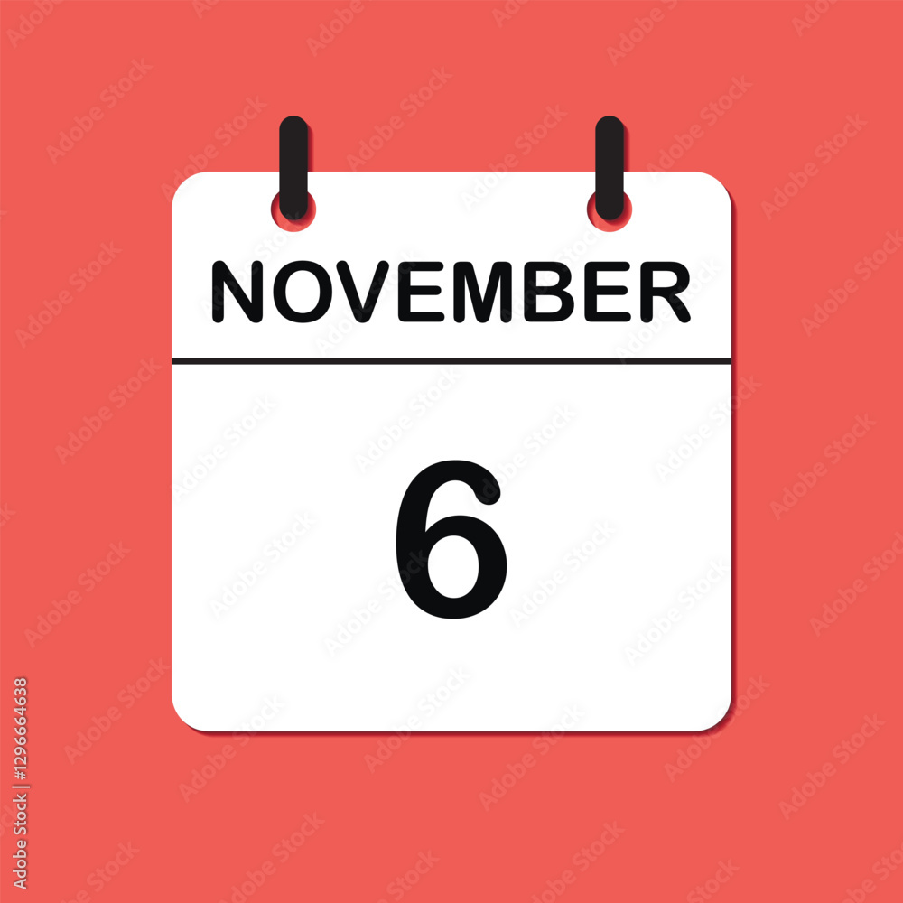 November 6. Daily Calendar icon for design. Simple design for business brochure, flyer, print media, advertisement. Easily editable. November 6. Daily Calendar icon for design. Simple design for business brochure, flyer, print media, advertisement. Easily editable.