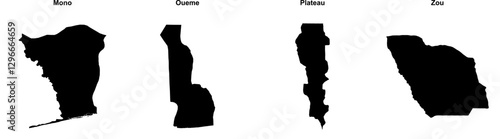 Mono, Oueme, Plateau, Zou outline maps