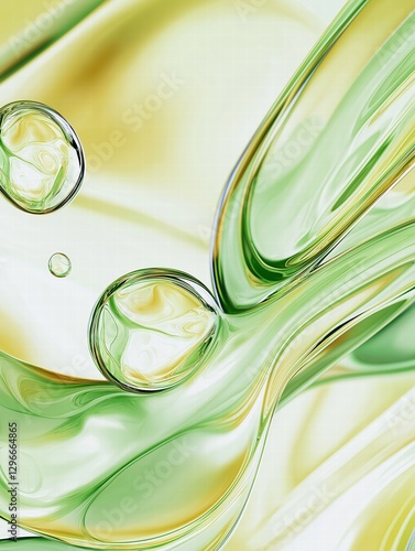 green glass and Liquid matte abstract wave. 3d rendering illustratiuon.