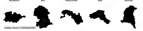 Haut-Bassins, Nord, Plateau-Central, Sahel, Sud-Ouest outline maps