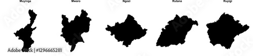 Muyinga, Mwaro, Ngozi, Rutana, Ruyigi outline maps