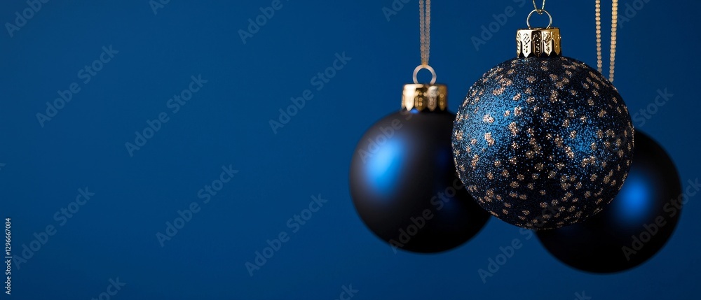 Fototapeta premium Elegant Festive Blue Christmas Baubles Ornament Decoration Festive Season Holiday Cheer Celebratory Atmosphere