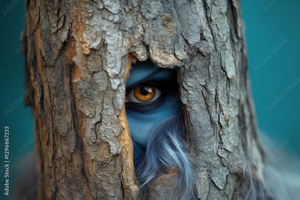Supernatural creature in tree hollow Supernatural creature in tree hollow