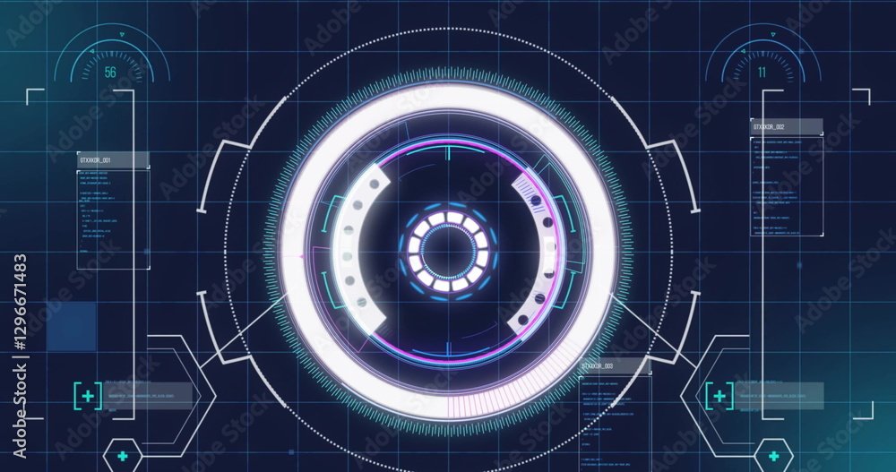 Fototapeta premium Image of digital data processing and scope scanning