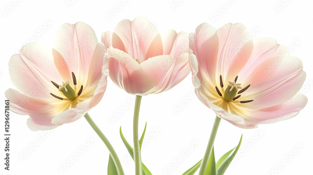 Elegant Pink Tulips Displaying Delicate Petals and Green Stems Elegant Pink Tulips Displaying Delicate Petals and Green Stems