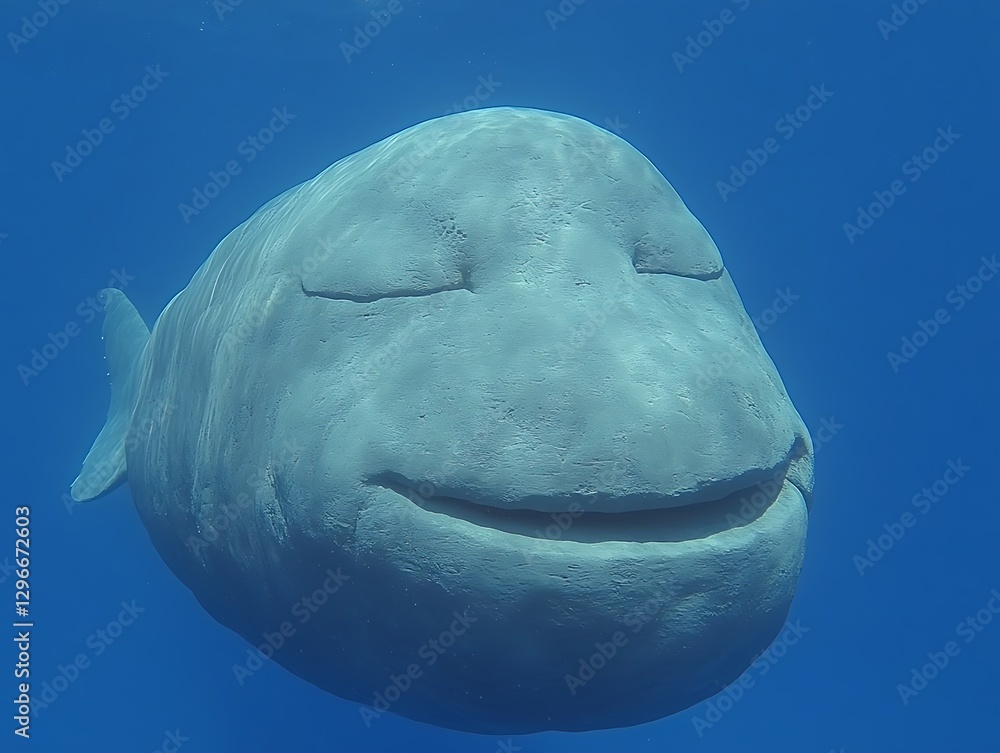Naklejka premium Smiling stone fish underwater sculpture