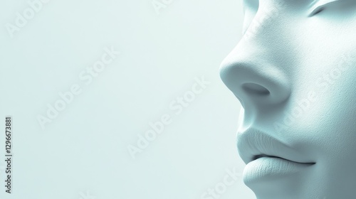 Wallpaper Mural Serene Minimalist Portrait: Sculpted Face, Pale Blue Hues Torontodigital.ca