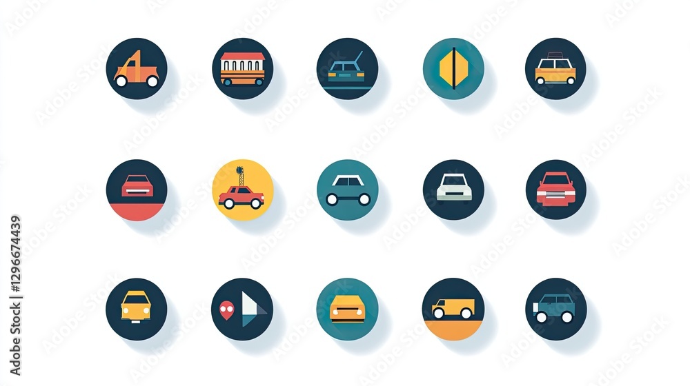 Modern vehicle flat vector icons Modern vehicle flat vector icons