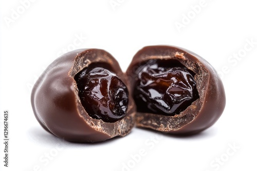 chocolate-covered raisin broken in half.