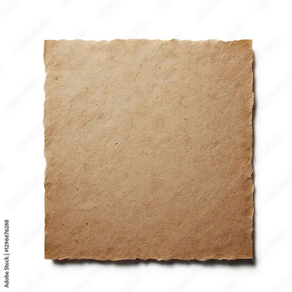 Obraz premium Isolated Textured Piece of Brown Paper on white background: Texture explotion. Suitable for overlay, background, etc.