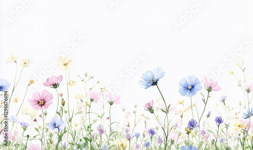 Wallpaper Mural Hand-drawn illustration of a wildflower border, with a cottagecore aesthetic, clean lines, and a white background Torontodigital.ca