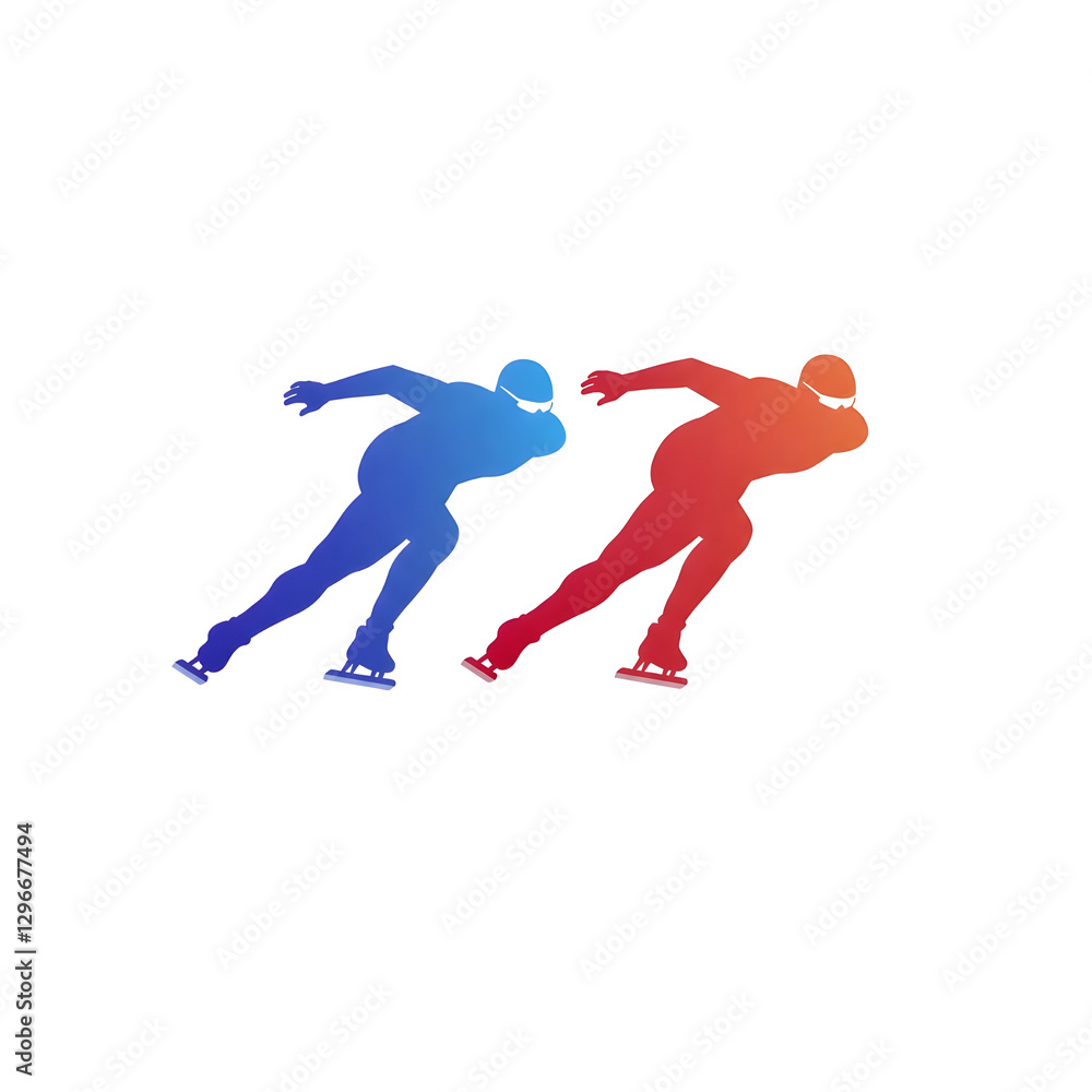 Obraz premium Speed skaters competing in ice skating race gradient