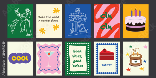 Modern abstract food illustrations for kitchen and dining spaces. Playful and stylish compositions inspired by Matisse, ideal for cafes, restaurants, and home decor. Minimalist and vibrant prints for 